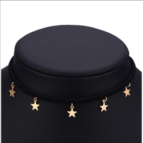 3/$30 GOLDEN STARS BLACK CHOKER / ADJUSTABLE - Picture 2 of 6
